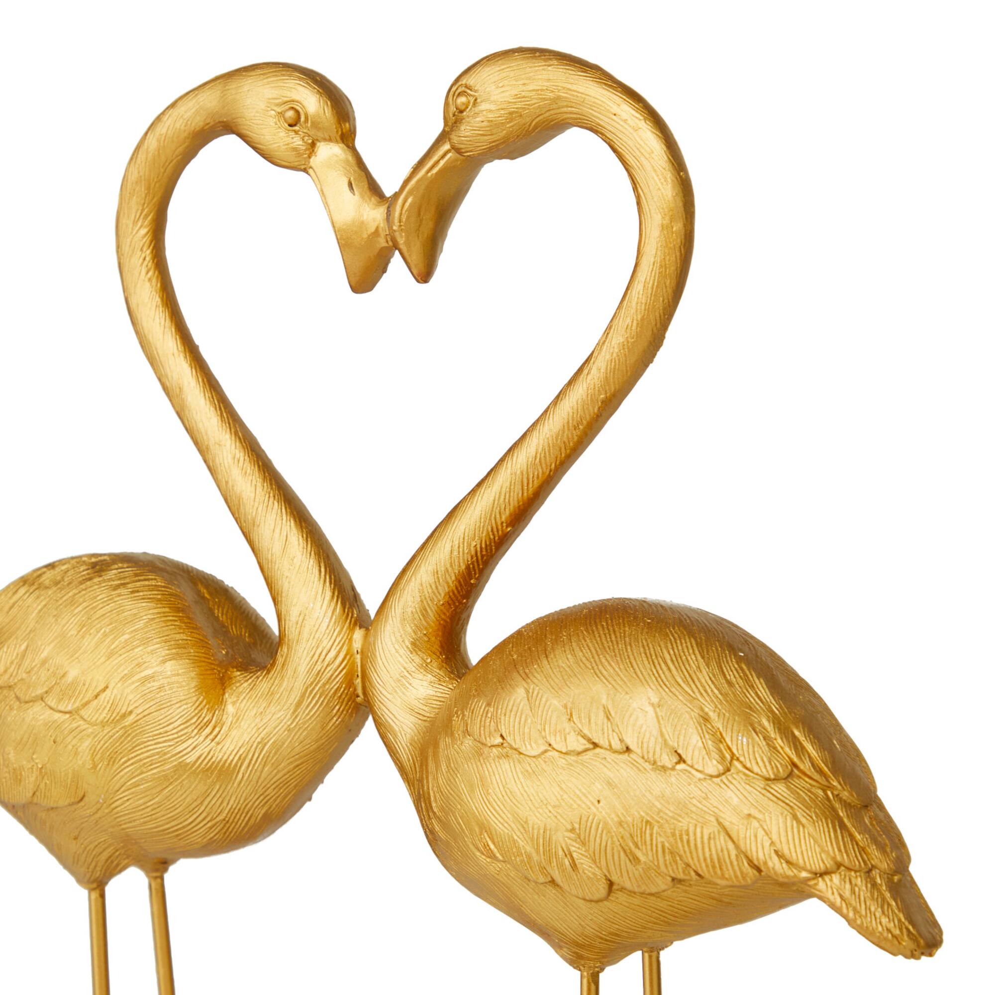 Gold Resin Eclectic Flamingo Sculpture 15" x 11" x 4"